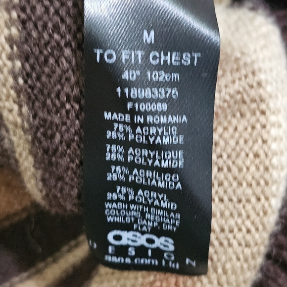 ASOS Striped Sweater Vest Medium Brown Black Preppy Grunge Streetwear Soft Knit - Picture 5 of 8